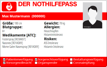NotHilfePass Vorderseite